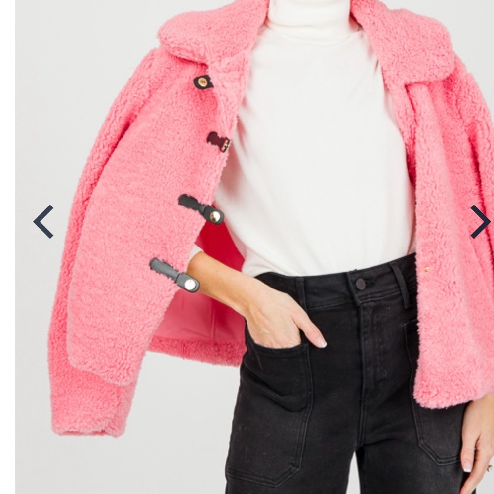 Pink teddy coat faux fur jacket - Picture 3 of 12
